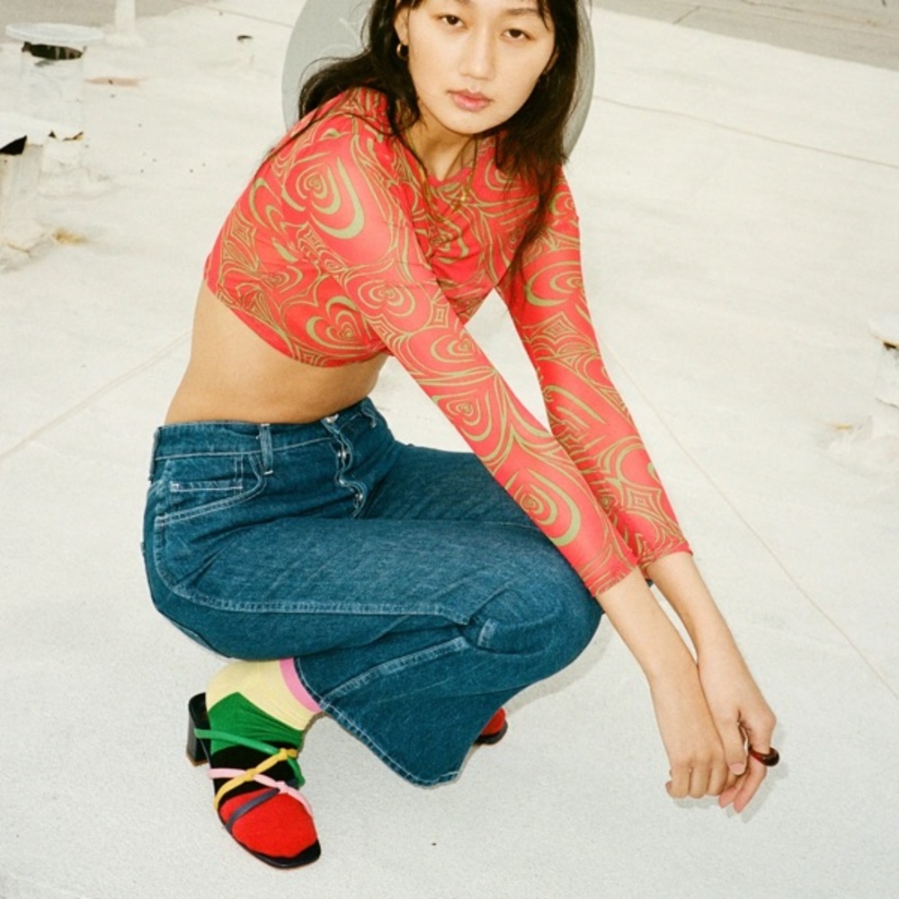 Lisa Says Gah Elenor crop top in Wild Hearts red